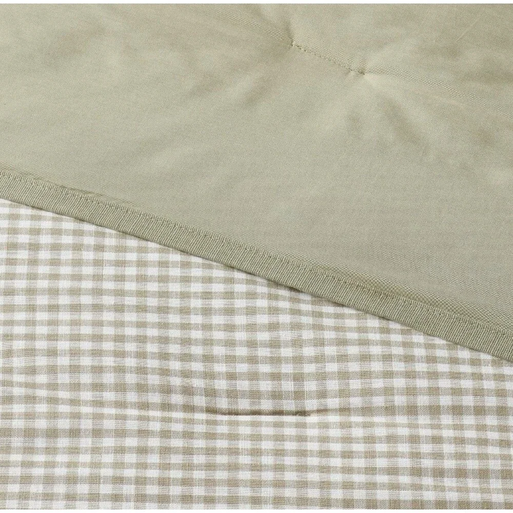 RARE Queen Mini Gingham Comforter and Sham Set Moss Green - Threshold